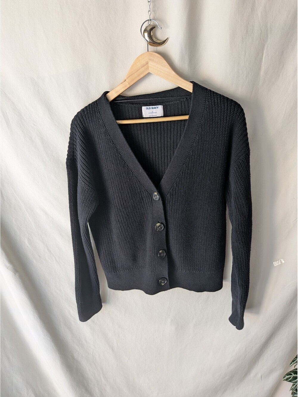 Old Navy black ribbed button front cardigan sweater